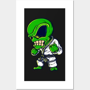 Karate Alien Retro Aliens Art Posters and Art